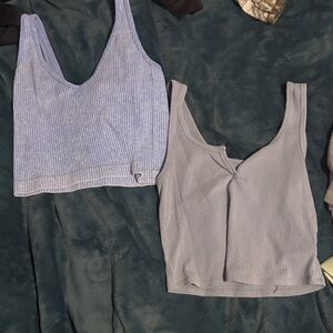 Women's Ribbed V-Neck Tank Top - Light Blue